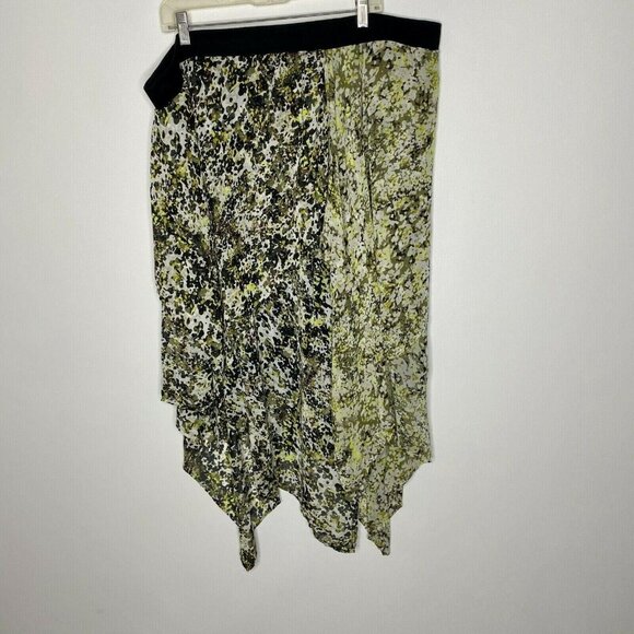 Lane Bryant Skirt Womens Plus 26 / 28 elastic waist Green Brown Sheer Layered - Picture 4 of 7